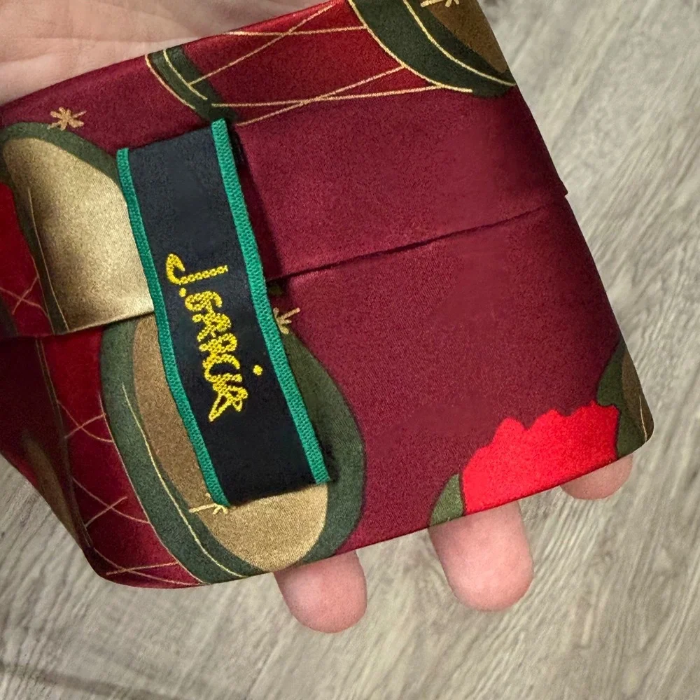 J Garcia Drummers Collection Thirty-Five‎ Silk Tie Red Holiday Christmas Music